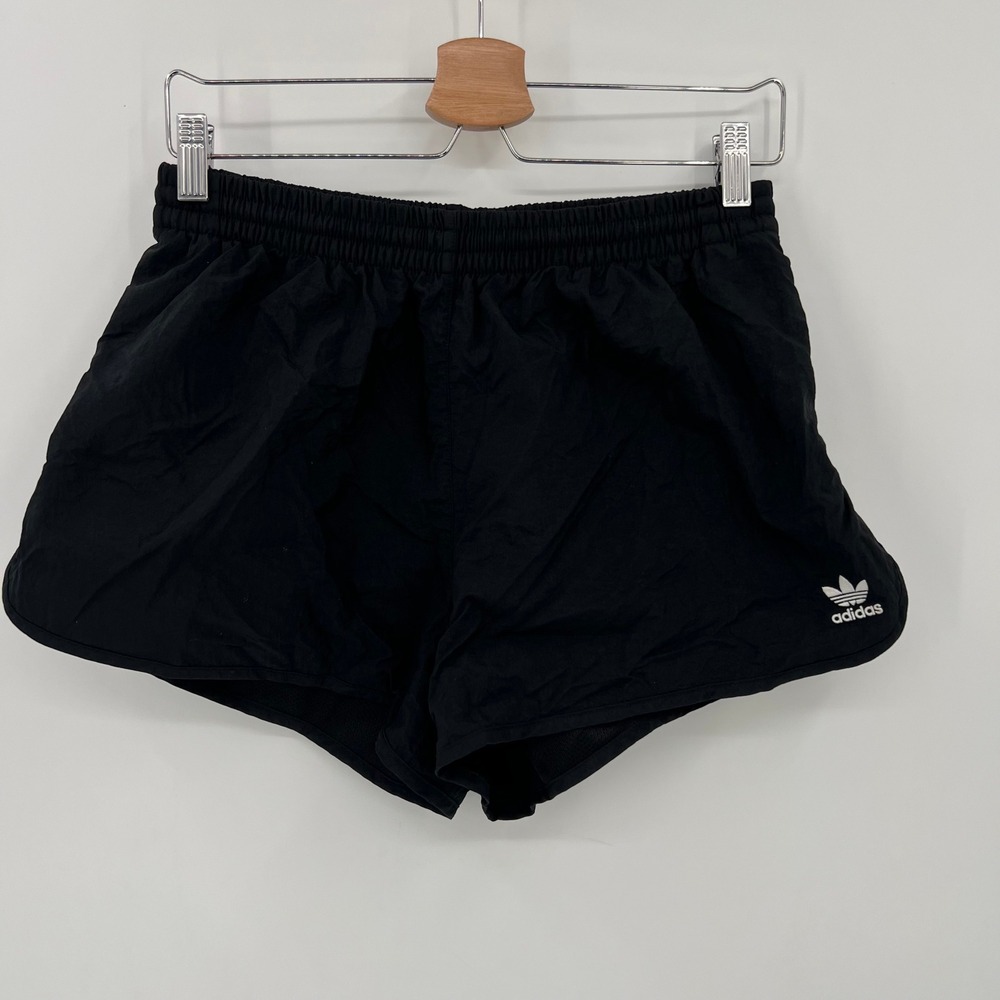 Adidas Originals Women M Black Primegreen Running Shorts Retro Trefoil